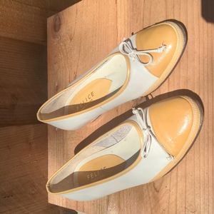 Felice Leather Flats Cap Toe Bow Ballets Shoes